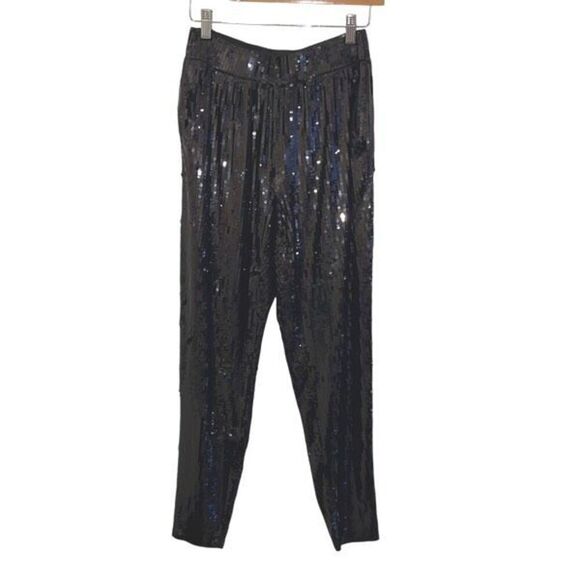 NWT Michael Kors Womens Sequined Tapered Leg Trouser‎ Pants Black Size Small - Picture 1 of 10